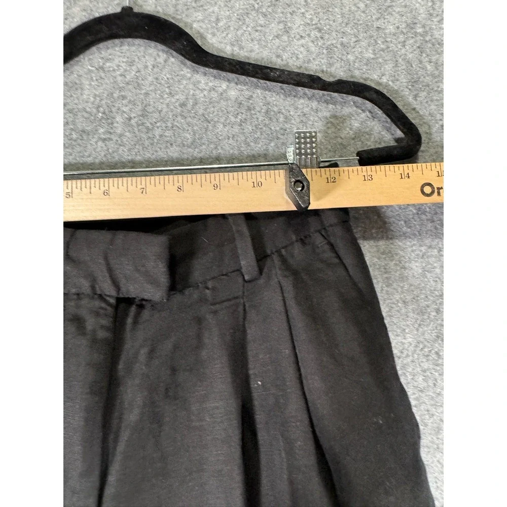 HM Black Linen Blend High Waisted Pleated‎ Tapered Trousers Pants Womens Size 4